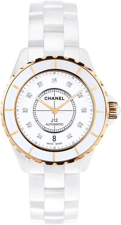 CHANEL,J12 33mm,33mm,Ceramic,White,Sapphire,Crystal Glass,Setting,Diamonds,H2181