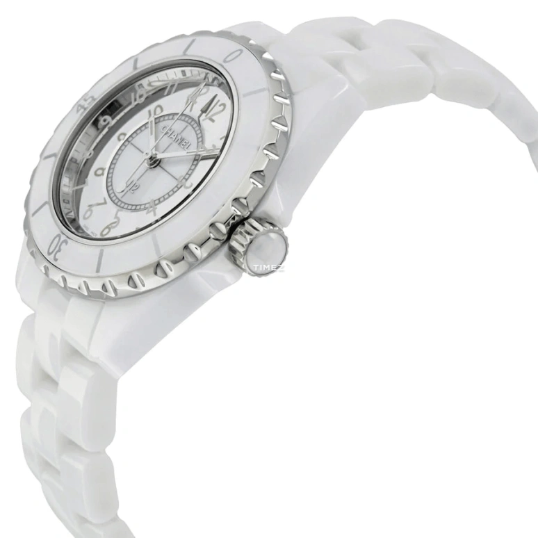 CHANEL,J12 33mm,33mm,Stainless Steel,Ceramic,White,Automatic,Sapphire,Crystal Glass,Round,H4861