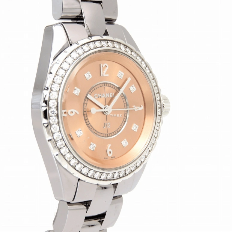CHANEL,J12 33mm,33mm,Titanium,Ceramic,Pink Red,Red,Quartz,Sapphire,Crystal Glass,Round,H2563