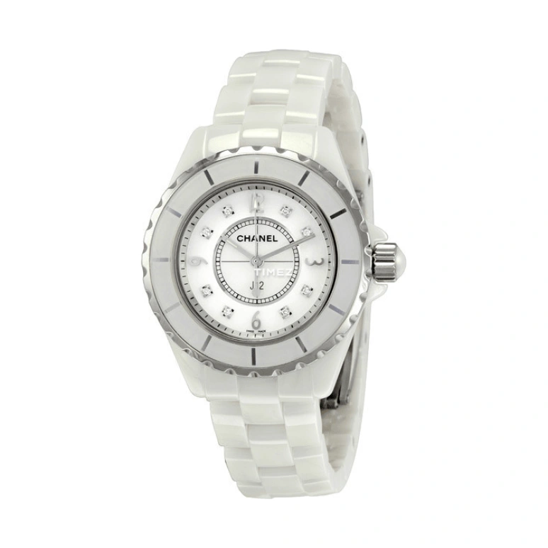 CHANEL,J12 33mm,33mm,Ceramic,White,Quartz,Sapphire,Crystal Glass,Round,H2422