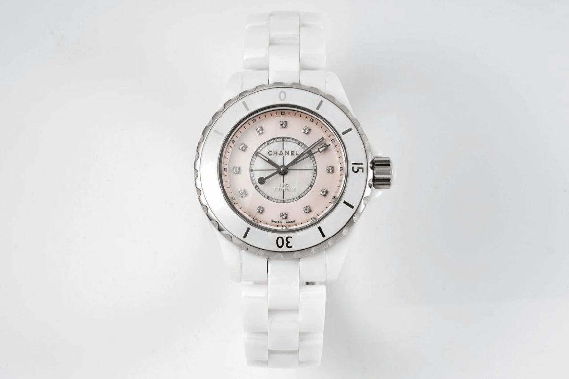 CHANEL,J12 33mm,33mm,Stainless Steel,Ceramic,Pink Red,Red,Quartz,Sapphire,Crystal Glass,Round,H5513