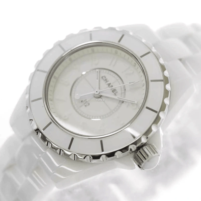 CHANEL,J12 33mm,33mm,Ceramic,White,Quartz,Sapphire,Crystal Glass,Round,H3442