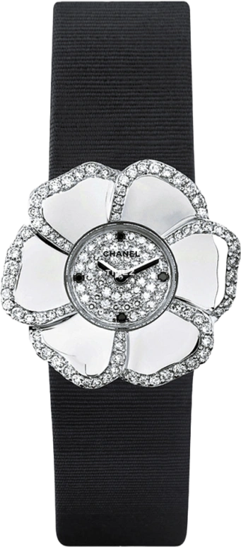 CHANEL,Jewelry Timepieces 26x25mm,26x25mm,White Gold,Silver,White,Sapphire,Crystal Glass,Setting,Diamonds,H1190