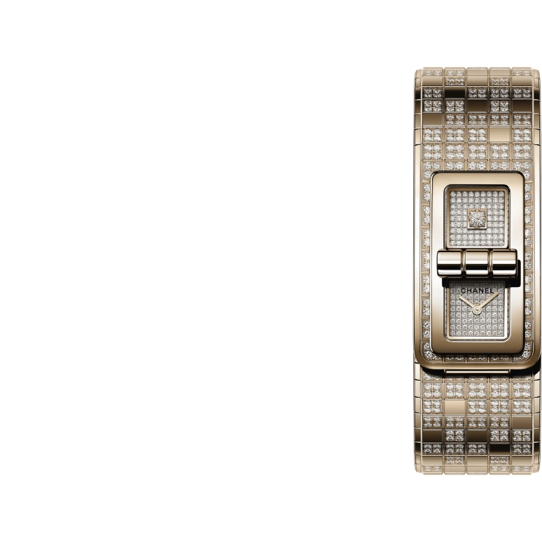 CHANEL,Code Coco 38.10x21.50mm,38.10x21.50mm,Beige Gold,Cream,Sapphire,Crystal Glass,Rectangular,H6369