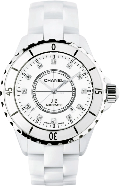 CHANEL,J12 38mm,38mm,Ceramic,White,Sapphire,Crystal Glass,H1629