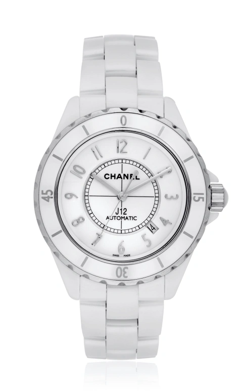 CHANEL,J12 42mm,42mm,Ceramic,White,Automatic,Day,Sapphire,Crystal Glass,H2981