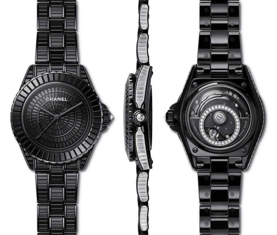 CHANEL,J12 38mm,38mm,Stainless Steel,Ceramic,Black,Automatic,70hours,In-house Caliber,H7428