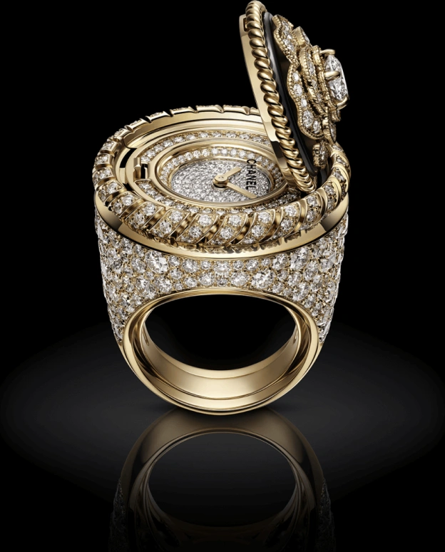 CHANEL,Mademoiselle Privé 25mm,25mm,Yellow Gold,Silver White,Quartz,Gold,Silver White,Setting,Diamonds,Paved,H7073