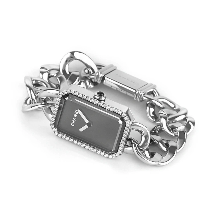 CHANEL,Première 16x22mm,16x22mm,Stainless Steel,Black,Quartz,Sapphire,Crystal Glass,Rectangular,H3252