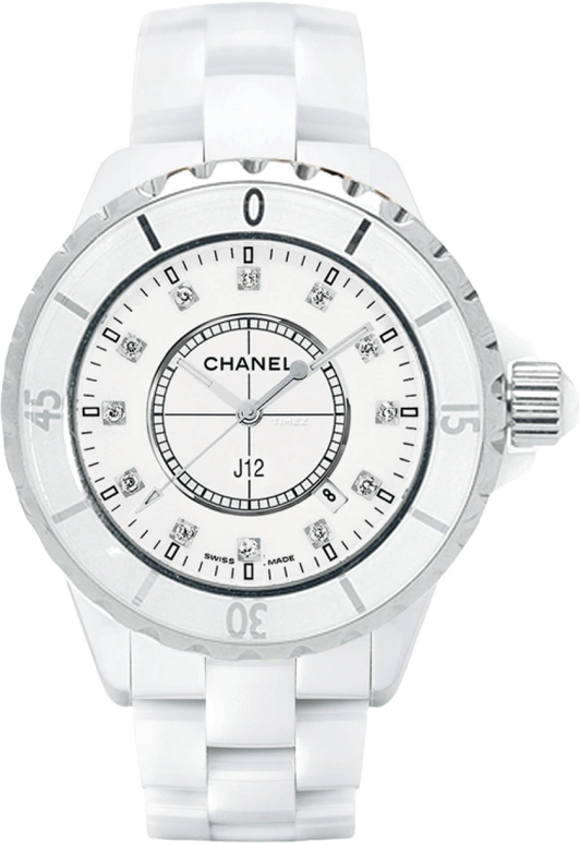 CHANEL,J12 33mm,33mm,Ceramic,White,Sapphire,Crystal Glass,Setting,Diamonds,H1628