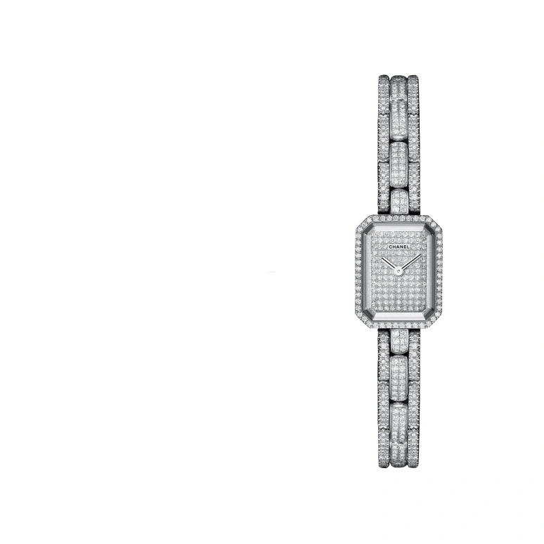 CHANEL,Première 19.70x15.20mm,19.70x15.20mm,White Gold,Sapphire,Crystal Glass,Setting,Diamonds,H2437