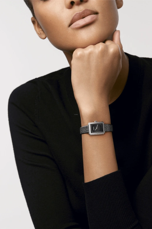 CHANEL,BOY·FRIEND 21.50x27.90mm,21.50x27.90mm,Stainless Steel,Black,Sapphire,Crystal Glass,Rectangular,H5317