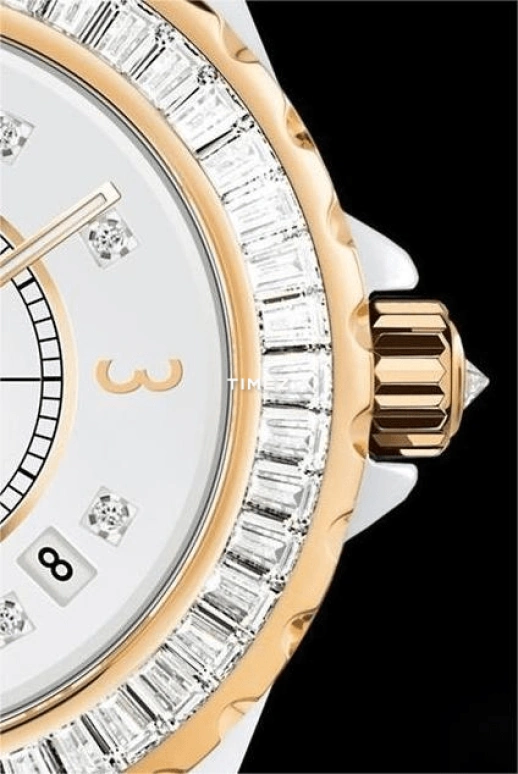 CHANEL,J12 38mm,38mm,Ceramic,White,Automatic,Day,Sapphire,Crystal Glass,H2311
