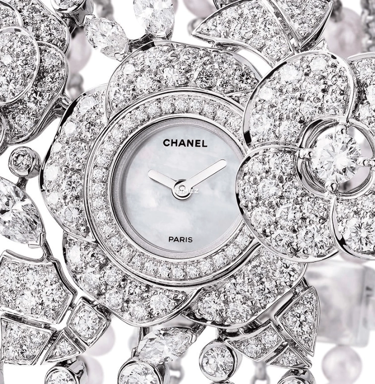 CHANEL,Jewelry Timepieces ,White Gold,Pearl,White,Quartz,Sapphire,Silver,J61947