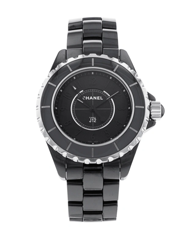CHANEL,J12 33mm,33mm,Stainless Steel,Ceramic,Black,Quartz,Sapphire,Crystal Glass,Round,H3828
