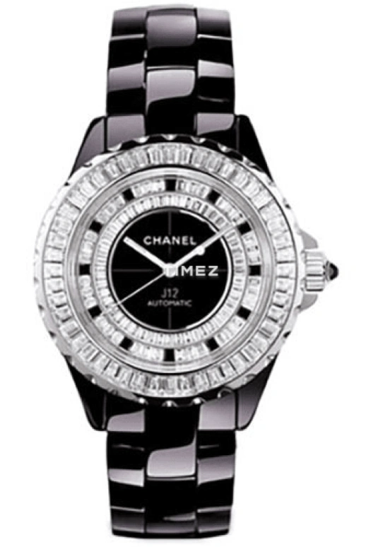 CHANEL,J12 33mm,33mm,White Gold,Black,Automatic,Sapphire,Crystal Glass,Round,H2025