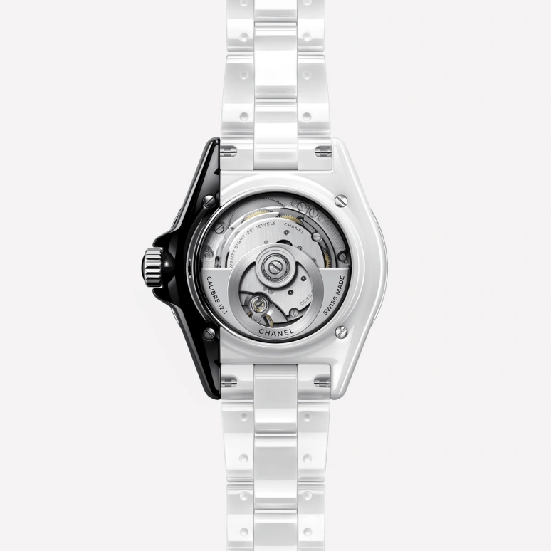 CHANEL,J12 38mm,38mm,Stainless Steel,Ceramic,White,Black,Automatic,70hours,In-house Caliber,H6515