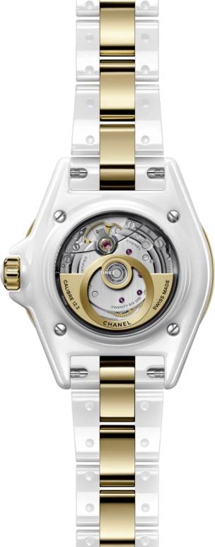 CHANEL,J12 33mm,33mm,Ceramic,Yellow Gold,Sapphire,White,Automatic,In-house Caliber,Sapphire,Crystal Glass,H10327