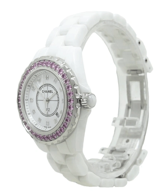 CHANEL,J12 33mm,33mm,Ceramic,White,Quartz,Day,Sapphire,Crystal Glass,H2010