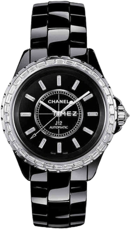 CHANEL,J12 33mm,33mm,White Gold,Black,Sapphire,Crystal Glass,Setting,Diamonds,H3383