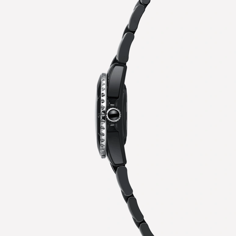 CHANEL,J12 33mm,33mm,Ceramic,Black,Sapphire,Crystal Glass,Round,H6346