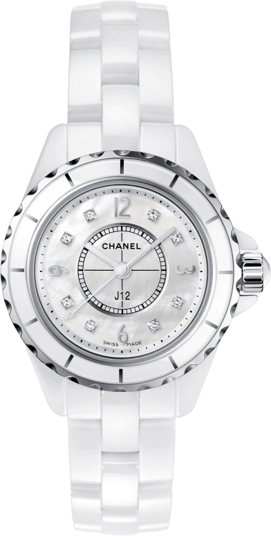 CHANEL,J12 29mm,29mm,Ceramic,White,Sapphire,Crystal Glass,H2570