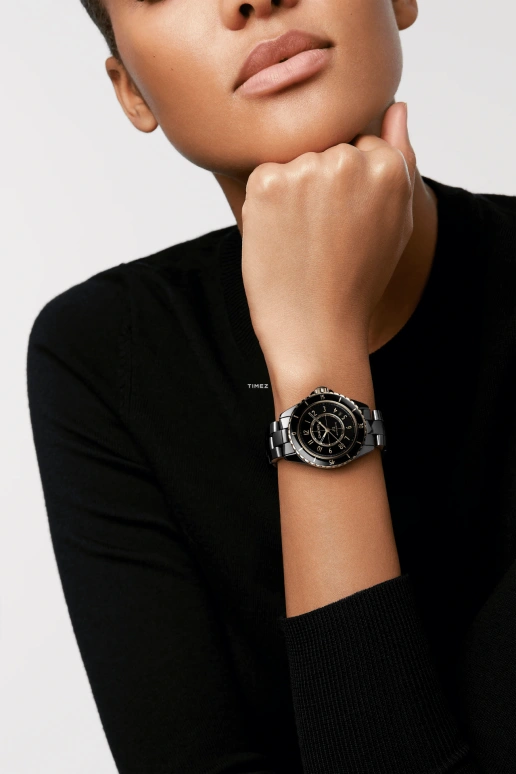 CHANEL,J12 38mm,38mm,Ceramic,Yellow Gold,Black,Automatic,Sapphire,Crystal Glass,Round,H9541