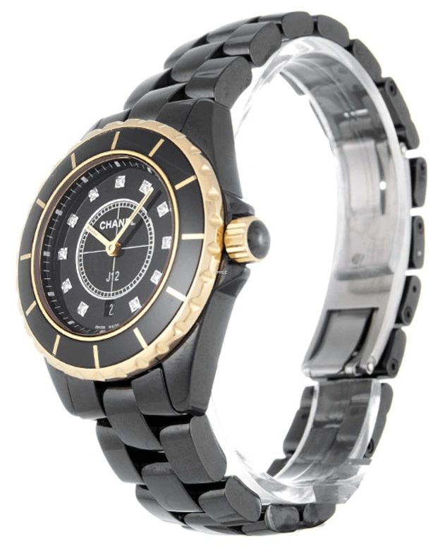 CHANEL,J12 33mm,33mm,Ceramic,Black,Quartz,Day,Sapphire,Crystal Glass,H2543
