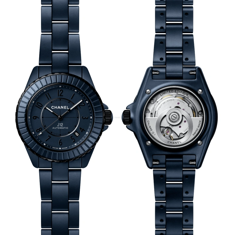CHANEL,J12 38mm,38mm,Ceramic,Stainless Steel,Blue,Automatic,Day,70hours,H9632