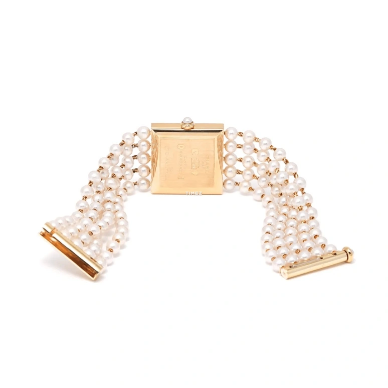 CHANEL,Mademoiselle Privé 22mm,22mm,Yellow Gold,White,Quartz,Sapphire,Crystal Glass,Square,H0007