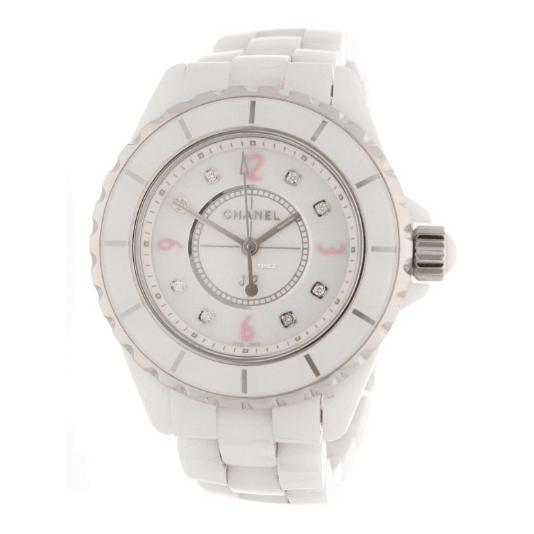 CHANEL,J12 33mm,33mm,Stainless Steel,Ceramic,White,Automatic,Sapphire,Crystal Glass,Round,H4863
