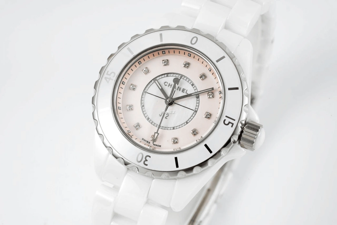 CHANEL,J12 33mm,33mm,Stainless Steel,Ceramic,Pink Red,Red,Quartz,Sapphire,Crystal Glass,Round,H5513