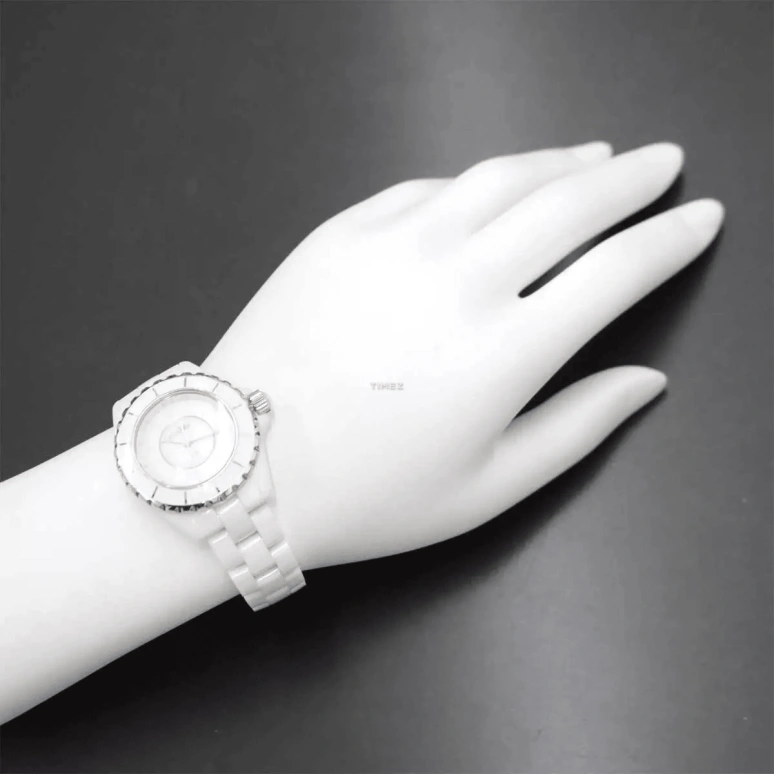 CHANEL,J12 33mm,33mm,Ceramic,White,Quartz,Sapphire,Crystal Glass,Round,H3442