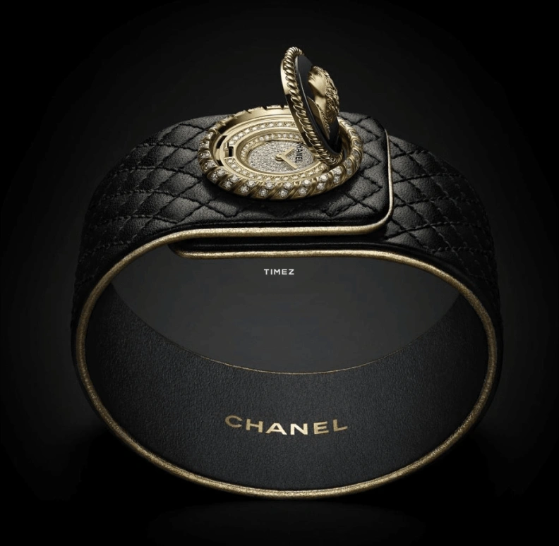 CHANEL,Mademoiselle Privé 25mm,25mm,Yellow Gold,Silver White,Quartz,Gold,Setting,Diamonds,H7068
