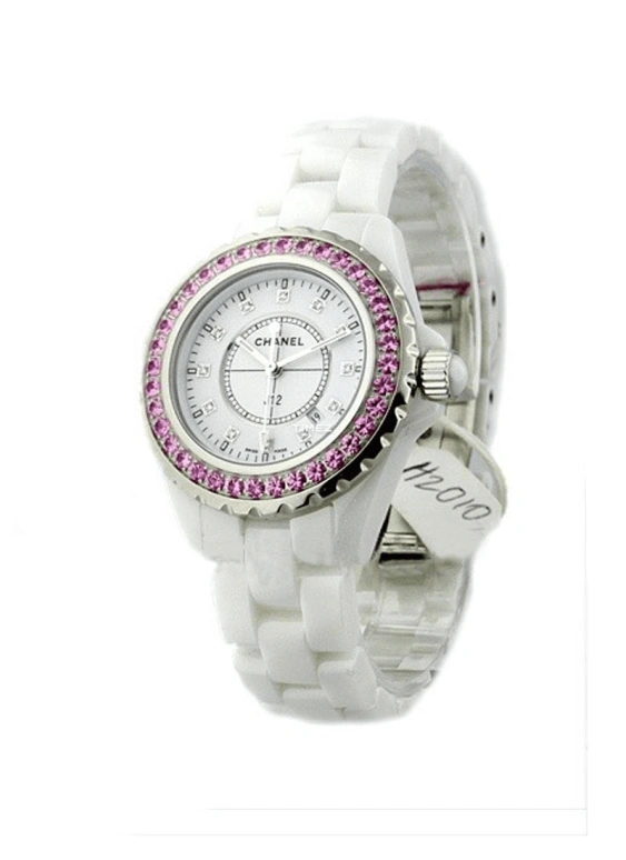 CHANEL,J12 33mm,33mm,Ceramic,White,Quartz,Day,Sapphire,Crystal Glass,H2010