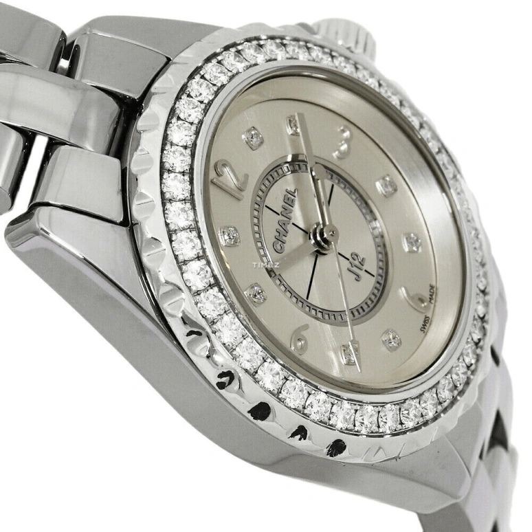 CHANEL,J12 29mm,29mm,Titanium,Ceramic,Silver,Grey,Automatic,Sapphire,Crystal Glass,Round,H3402