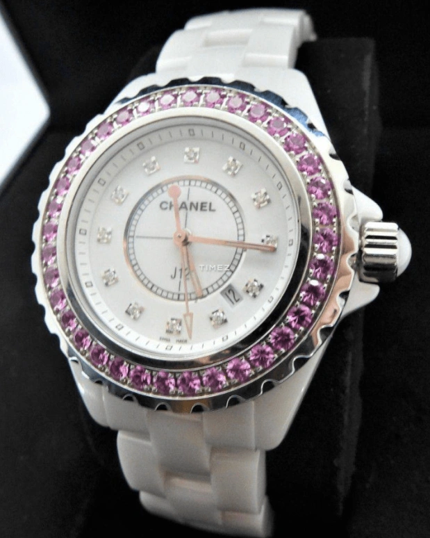 CHANEL,J12 33mm,33mm,Ceramic,White,Quartz,Day,Sapphire,Crystal Glass,H2010