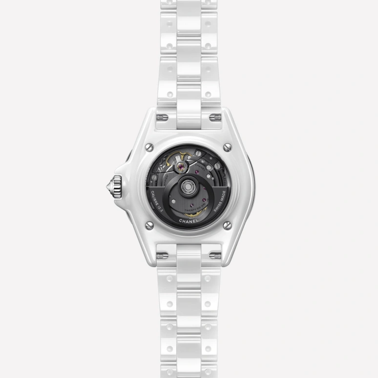CHANEL,J12 33mm,33mm,Ceramic,White,In-house Caliber,Sapphire,Crystal Glass,Round,H7430