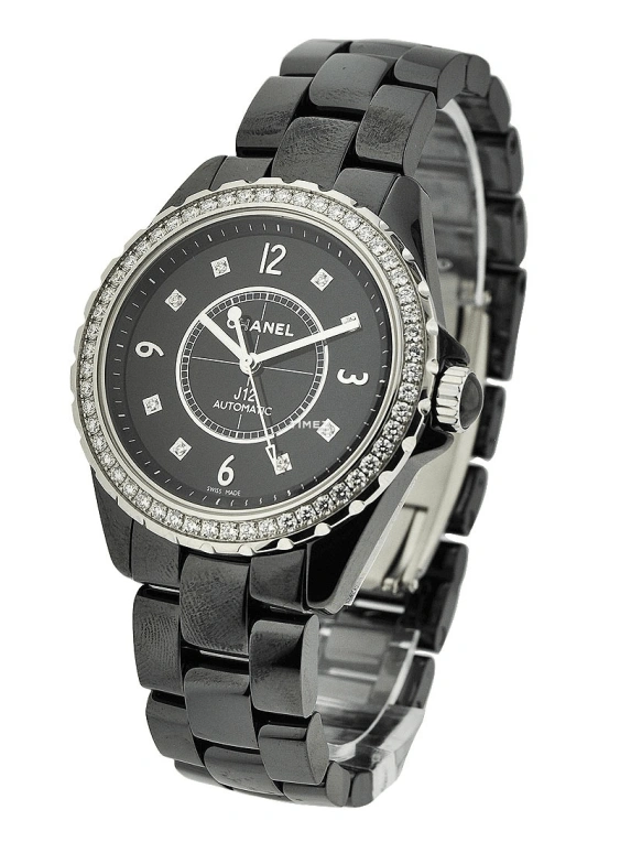 CHANEL,J12 38mm,38mm,Ceramic,Black,Sapphire,Crystal Glass,H3109