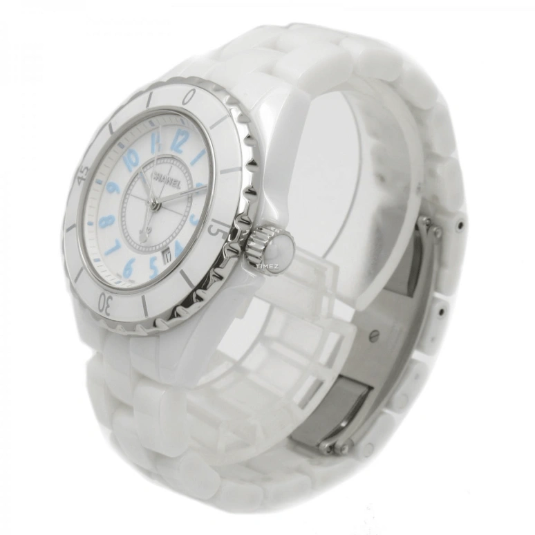 CHANEL,J12 33mm,33mm,Ceramic,Blue,White,Quartz,Day,Sapphire,Crystal Glass,H3826