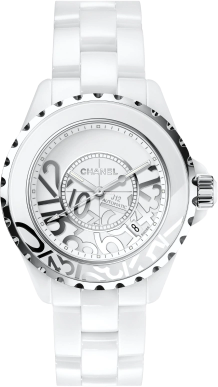 CHANEL,J12 38mm,38mm,Ceramic,White,Sapphire,Crystal Glass,H5240