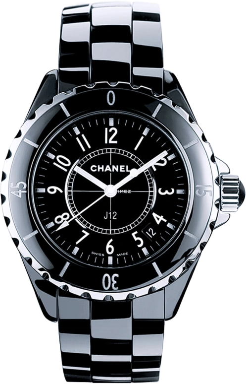 CHANEL,J12 33mm,33mm,Ceramic,Black,Sapphire,Crystal Glass,Closed,H0682