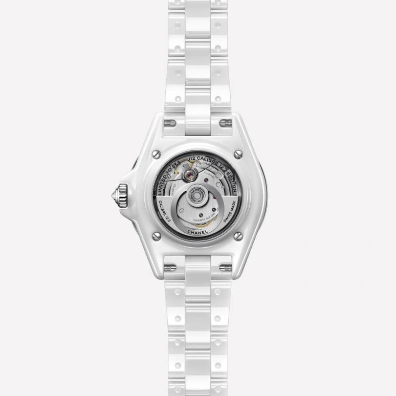 CHANEL,J12 33mm,33mm,Ceramic,White,In-house Caliber,Sapphire,Crystal Glass,Round,H6785