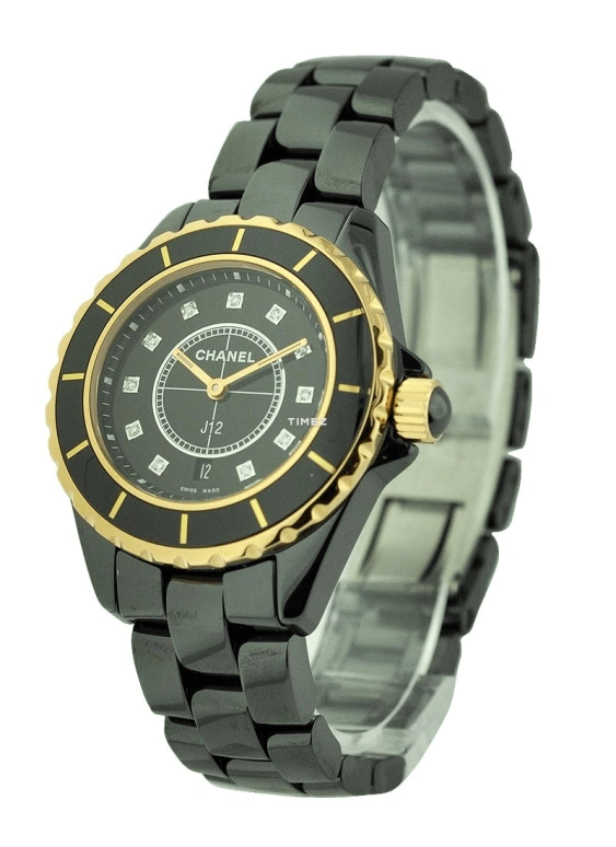 CHANEL,J12 33mm,33mm,Ceramic,Black,Quartz,Day,Sapphire,Crystal Glass,H2543
