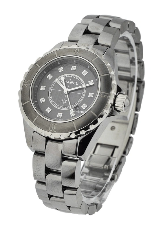 CHANEL,J12 33mm,33mm,Titanium,Ceramic,Silver,Grey,Quartz,Day,Sapphire,Crystal Glass,H3241