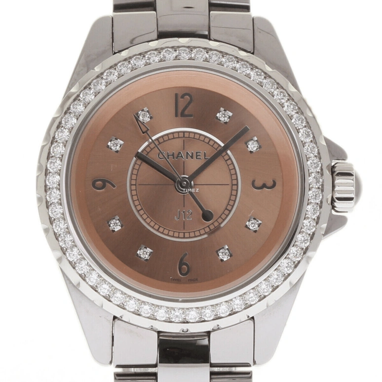 CHANEL,J12 33mm,33mm,Titanium,Ceramic,Pink Red,Red,Quartz,Sapphire,Crystal Glass,Round,H2563