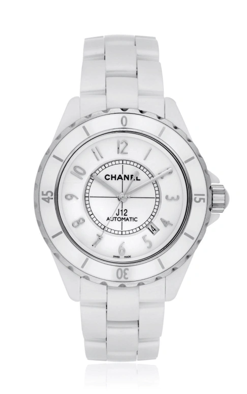 CHANEL,J12 42mm,42mm,Ceramic,White,Automatic,Day,Sapphire,Crystal Glass,H2981