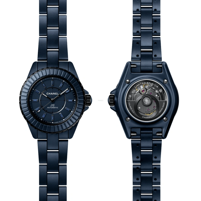 CHANEL,J12 33mm,33mm,Ceramic,Stainless Steel,Blue,Automatic,In-house Caliber,Sapphire,H10309