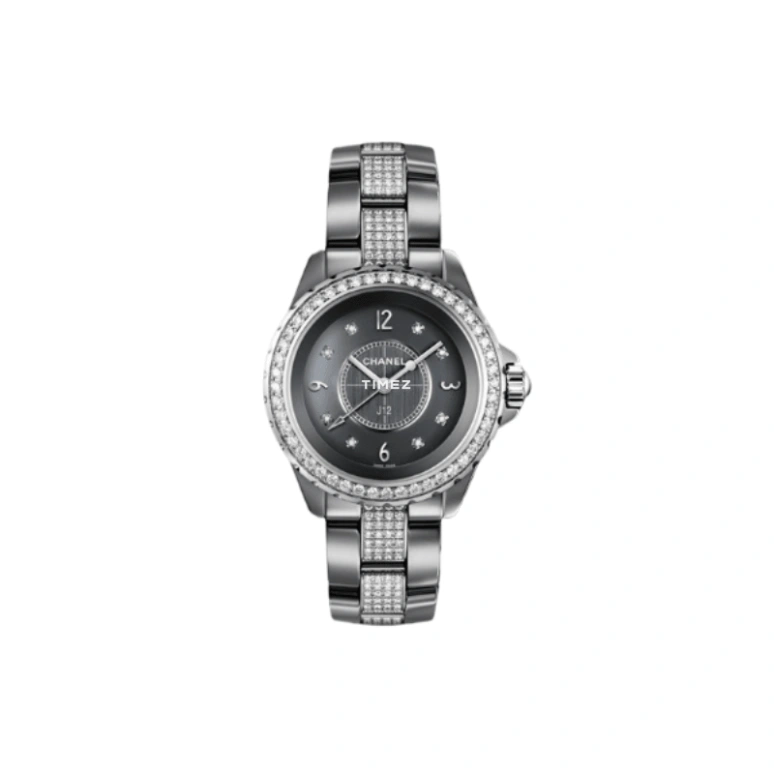 CHANEL,J12 33mm,33mm,Titanium,Ceramic,Grey,Automatic,Sapphire,Crystal Glass,Round,H3105