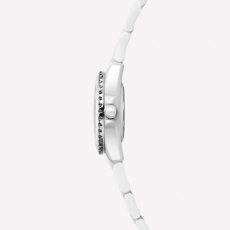 CHANEL,J12 33mm,33mm,Ceramic,White,Sapphire,Crystal Glass,H6345